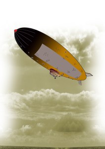 An airship in the Clockpunk Wizard world