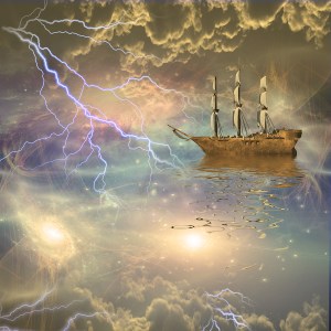 An Airship Weathering a Magical Storm